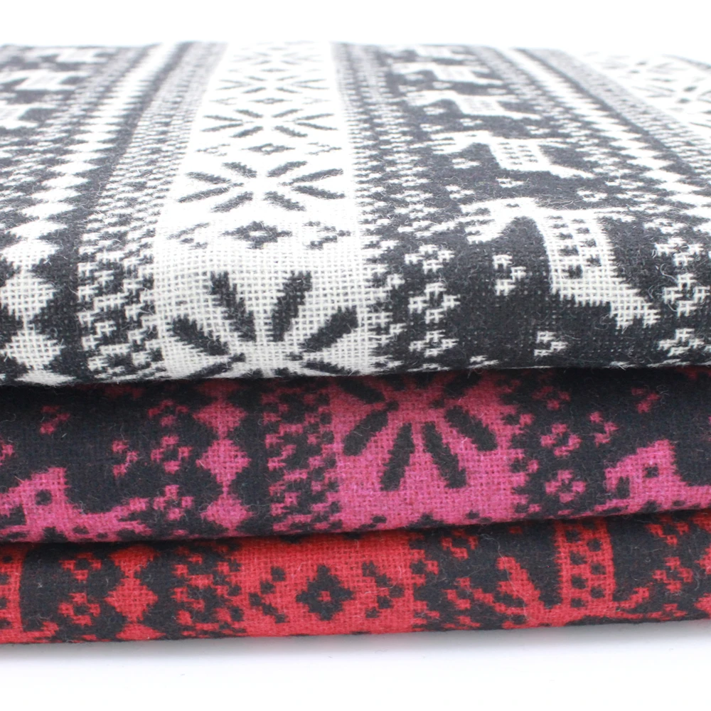 YLZZ Three Colors Christmas Deer Pattern Winter Plaid Sweater Scarf DIY Woollen Fabric Coat Wool 150cmX50cm | Дом и сад