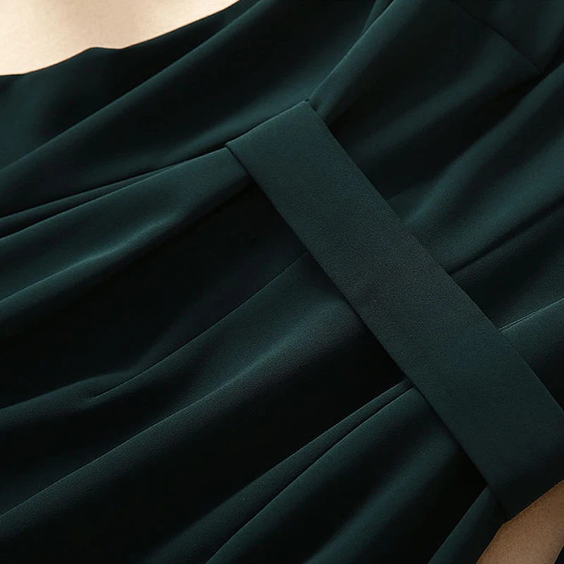 Высококачественное дизайнерское зеленое вечерние ское платье с длинным рукавом