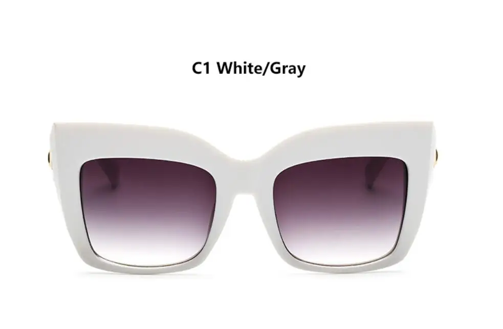 C1 white gray Большие прозрачные линзы Квадратные Солнцезащитные очки Толстая рамка винтажные затемняющие очки для женщин роскошный бренд знаменитостей негабаритные солнцезащитные очки - Цвет линз: C1 white gray