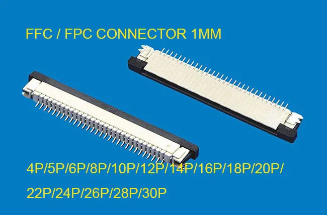 Коннектор FFC/FPC 100 шт. 1 мм 4 5 6 7 8 10 12 14 16 18 20 22 24 26 28 30P нижний контакт прямой угол тип