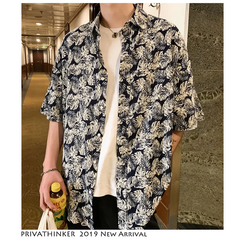 Privathinker Мужская гавайская рубашка Харадзюку 2019 модная винтажная уличная