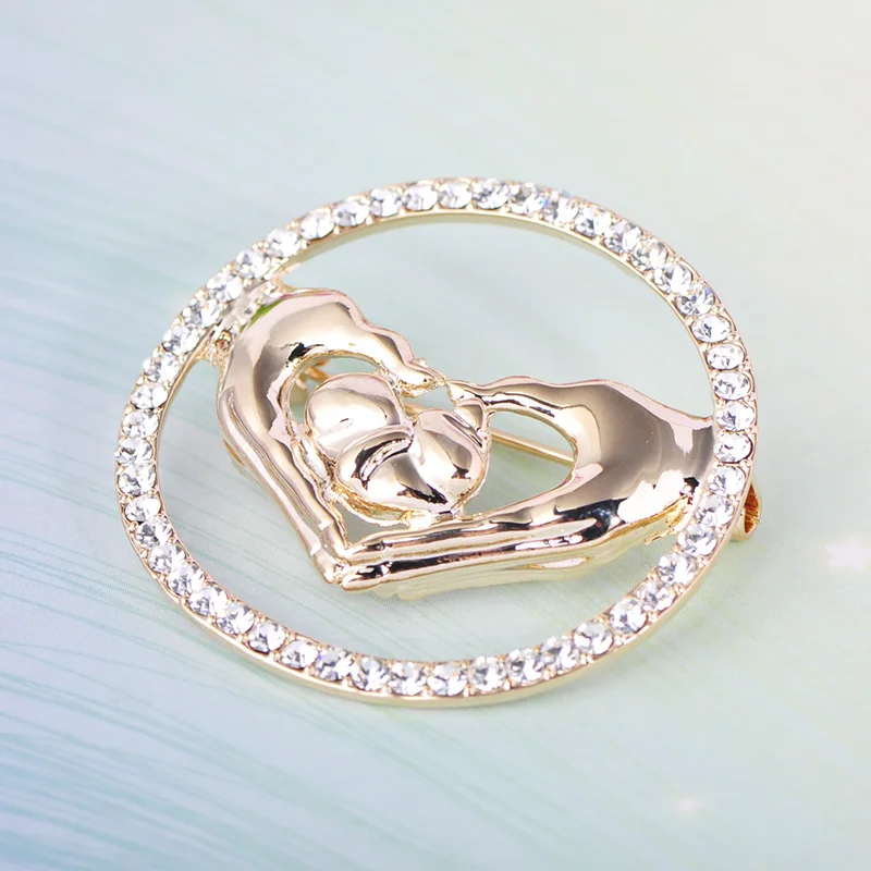 Женская теплая брошь Funmor круглая эмалированная в форме рук кардиган для мам