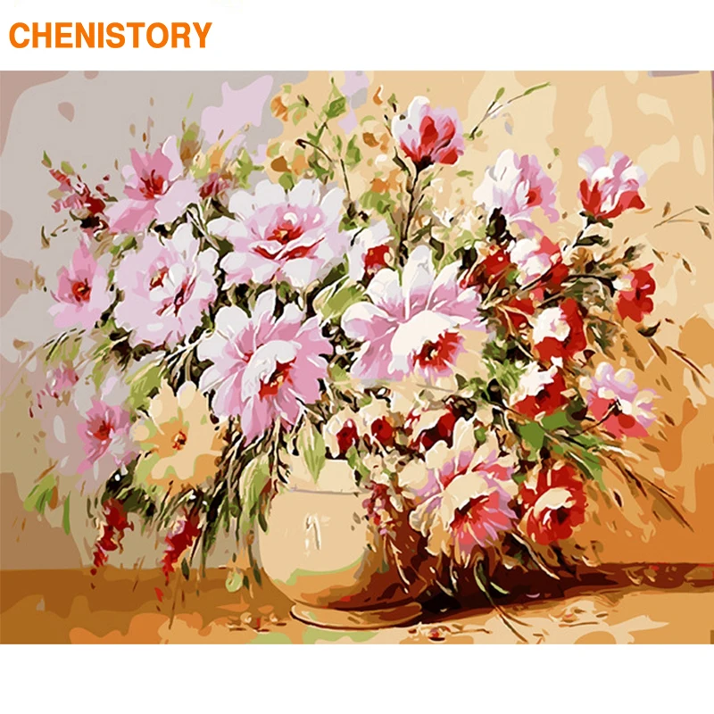 CHENISTORY Frame Цветы DIY Набор для рисования по номерам Акриловая Краска на холсте Ручная Краска ed масляная краска для домашнего декора настенное искусство