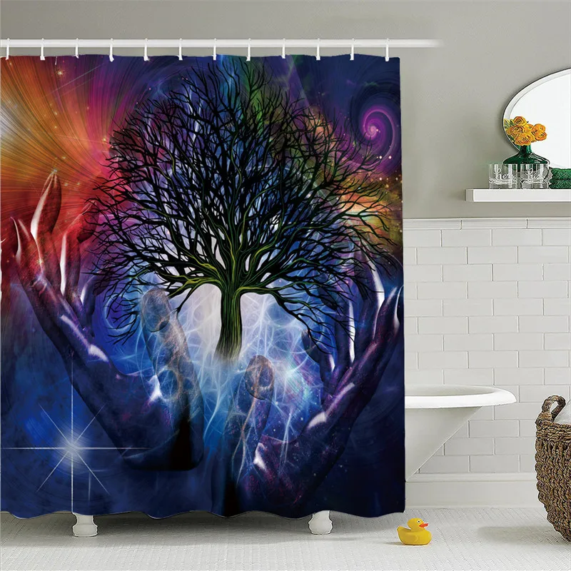 Bath Curtain1 Занавеска для ванной с ландшафтным дизайном, занавеска для ванной комнаты с колесом обозрения, занавеска для ванной комнаты, занавеска с цифровой печатью - Цвет: Bath Curtain1