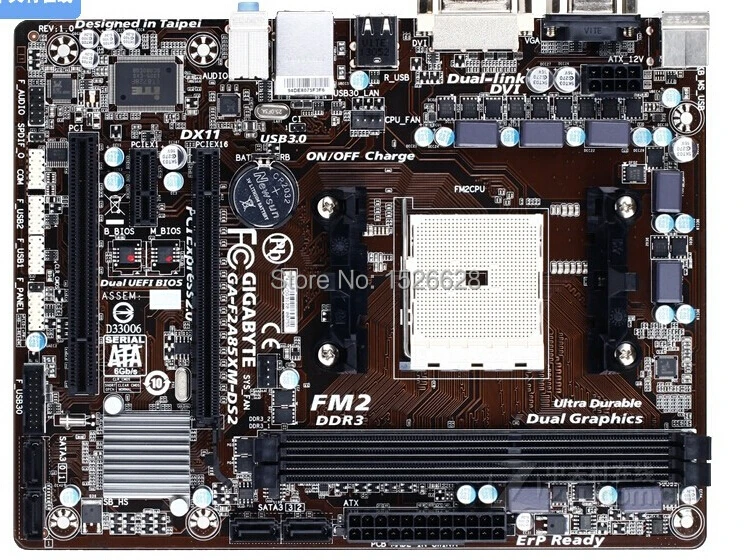

original motherboard for Gigabyte GA-F2A85XM-DS2 F2A85XM-DS2 DDR3 Socket FM2 Gigabit Ethernet free shipping