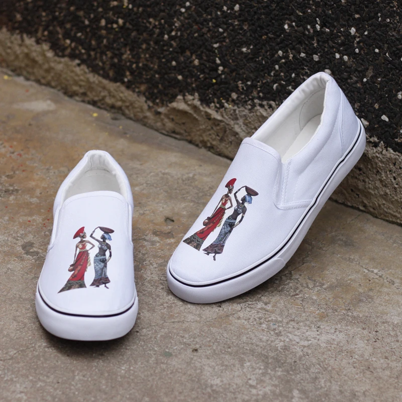 Женские парусиновые туфли на плоской подошве в африканском стиле повседневные