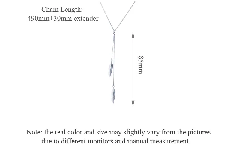 SA SILVERAGE Fine Jewelry Silver Wedding Pendants For Women Feather Tassel Pendant Necklace Real 925 Sterling Silver Necklaces
