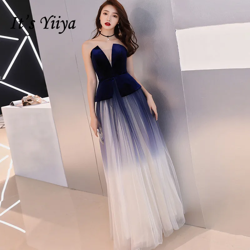 strapless Вечернее платье с вырезом лодочкой It's YiiYa, вечерние платья на шнуровке, красное вино контрастного цвета, А-силуэт длиной до пола, весна-лето,SB007 - Цвет: strapless
