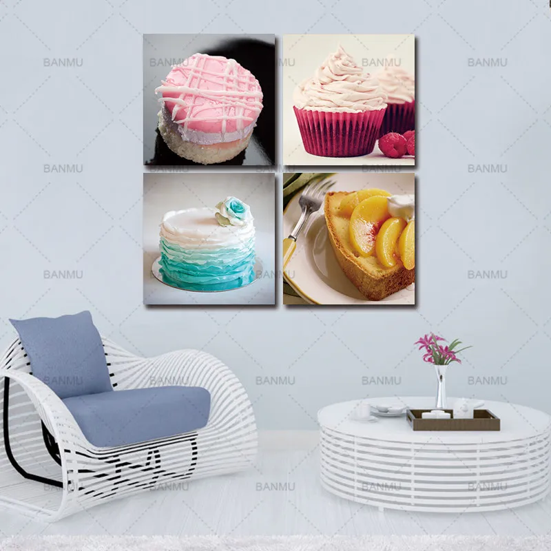 canvs wall art Colorful Cake Food Canvas Prints Modern Wall Art Paintings Cakes Decor Giclee Artwork for Room Decorations | Дом и сад