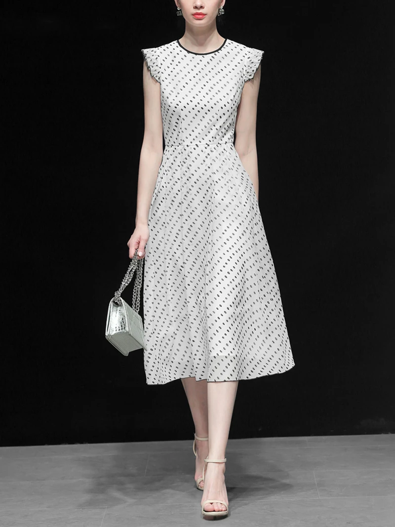 2019 летние модные женские винтажные платья с круглым вырезом средней талией