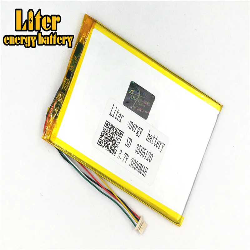 

plug 1.0-5P 3565120 3.7V 3800mah Wholesale ultra thin lipo batteries rechargeable lithium ion polymer Tablet PC Battery