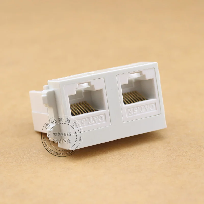 

128 Type Dual Ports RJ45 Cat5E Network Information Module Connector Socket Outlet Adapter