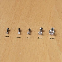 316 l stainless steel all size from 2mm to 8mm round clean zircons screw stud earrings no easy fade allergy free
