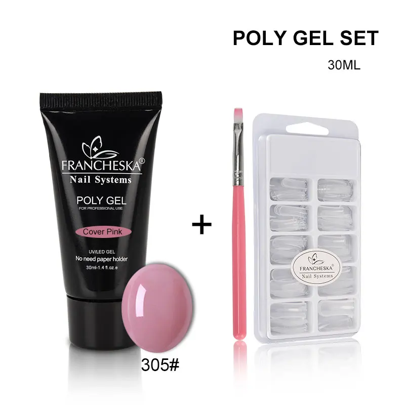 poly gel 305 kits 30 г полигелевые наборы, 7 цветов, строительный полигелевый набор, Быстросохнущий дизайн ногтей, наращивание ногтей, натуральный Твердый акриловый гелевый набор - Цвет: poly gel 305 kits