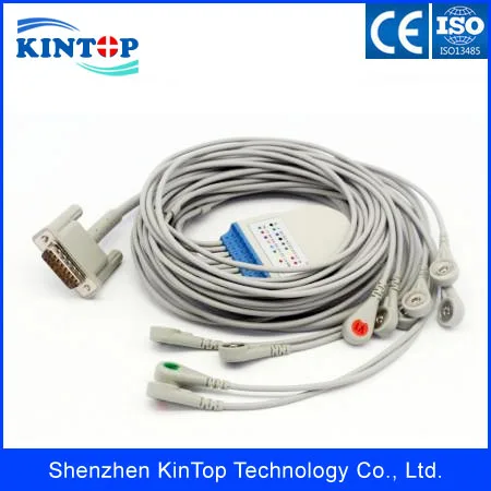 5 шт./лот совместимый новый кабель MINDRAY BeneHeart R series R3 R12 ECG/EKG с 10 проводами Банан 4 0