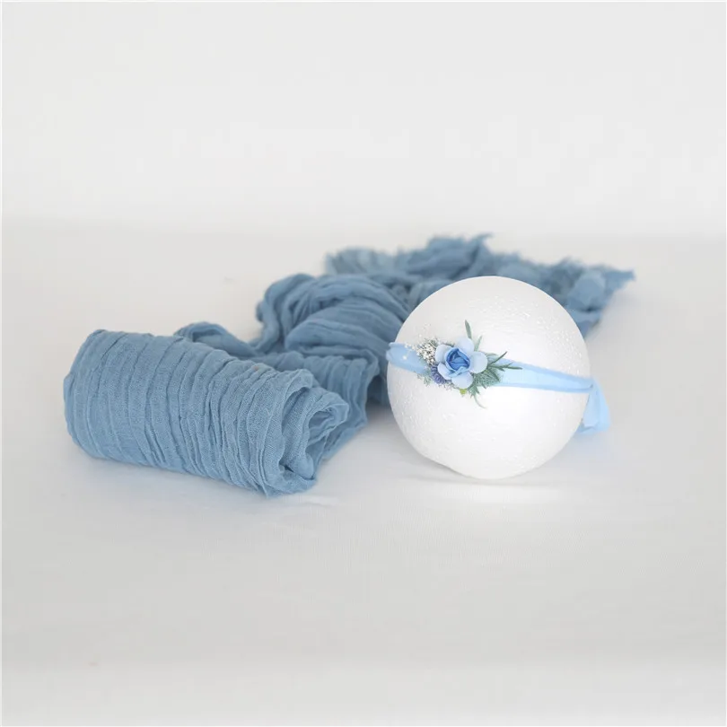 Vintage Grey Dyed Cheesecloth Wrap and Tieback Set Baby Girl Stretch Knit Cheese Posing Fabric Layer Newborn Boy Headband | Мать и
