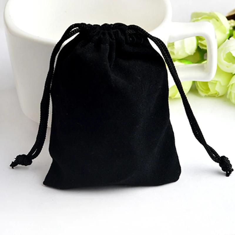 3.3" x 2.5 Black Velvet Lace Drawstring Bag Pouches Packages for gift jewelry Assorted Bag Small Pouches Soft Gift Bag