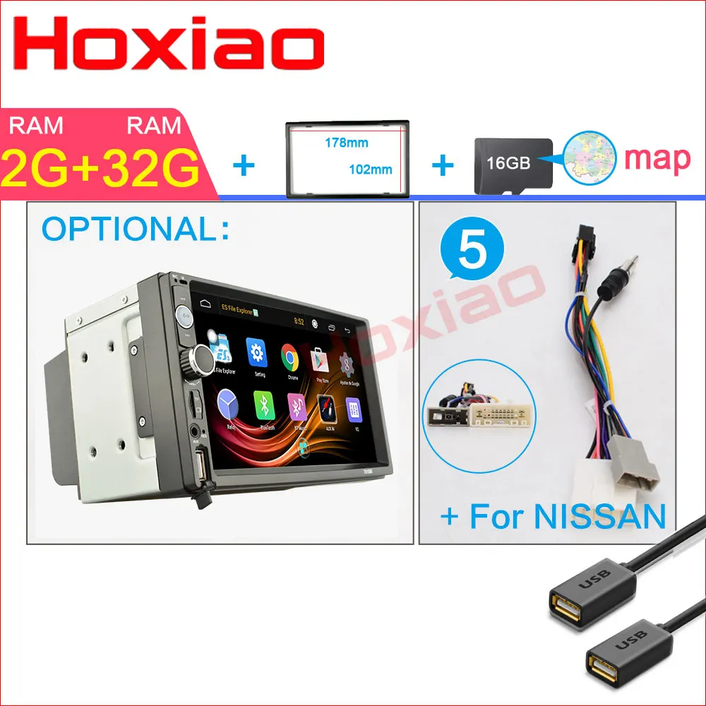 E-7010A-2G-Nissan Android 2 Гб ОЗУ 32 Гб ПЗУ автомобильное радио стерео gps навигация Bluetooth USB SD 2 Din сенсорный автомобильный мультимедийный плеер аудио плеер авторадио - Цвет: E-7010A-2G-Nissan