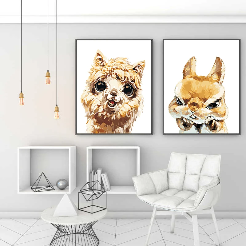 Альпака гигантская панда тигр кролик поросенок картина сделай сам цифровая