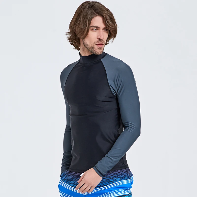 SBART Men Long Sleeve Rashguards Tops Lycra Snorkeling Windsurf Surfing Anti-UV Swim Wetsuit Shirt Diving T-Shirts for Surfing