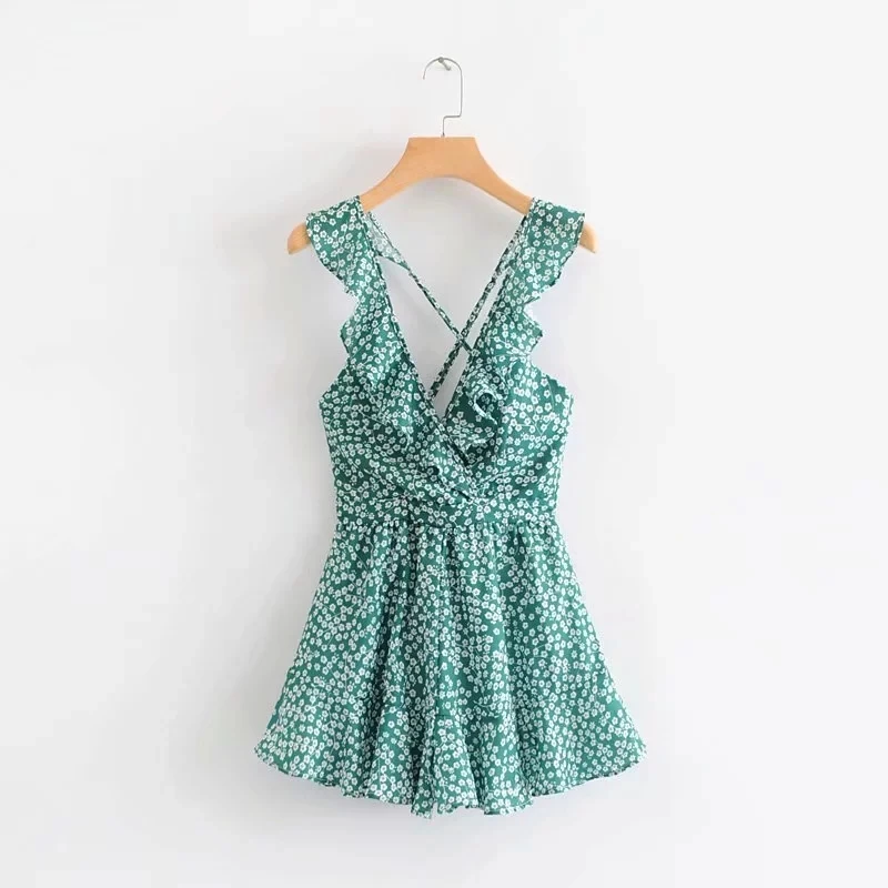 Summer rompers womens jumpsuit Sexy ruffle backless yellow playsuit Vintage boho floral beach women clothes 2019 | Женская одежда