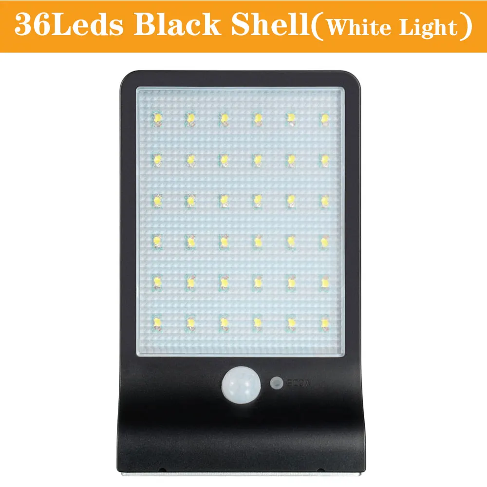 36LED No pole black Светодиодный уличный фонарь на солнечной батарее 36 светодиодный 48 Светодиодный Уличный настенный светильник индукционный водонепроницаемый Светодиодный точечный светильник для патио садовый коридор - Испускаемый цвет: 36LED No pole black