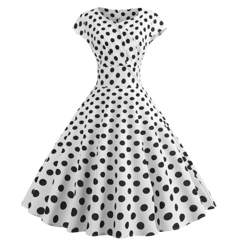 Vestido женское платье рокабилли летнее винтажное элегантное с коротким рукавом v