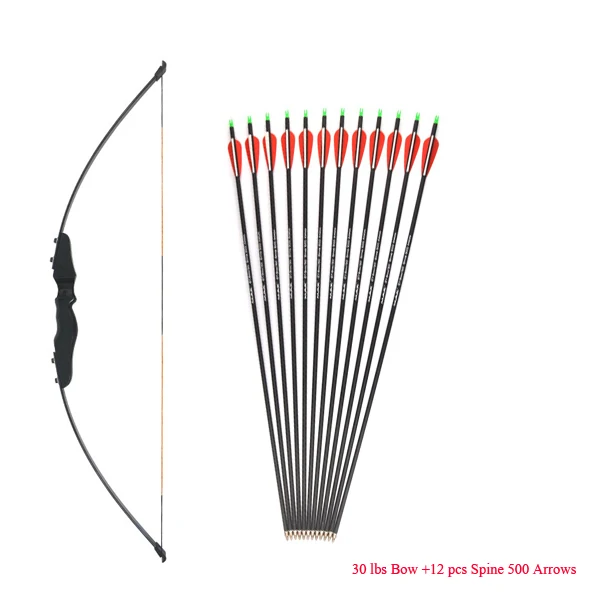 Black Bow Arrow 12 51 дюймов 30 фунтов прямой Лук Сплит вход лук для стрельбы из лука охота стрельба практика для российских клиентов - Цвет: Black Bow Arrow 12