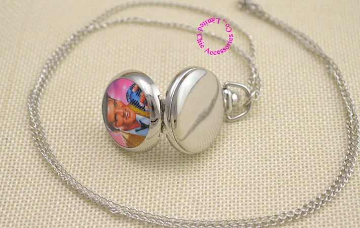 Elvis Presley For Women Ladies Gril Pocket Watch Necklace ladies girl fob watches silver antibrittle Fashion Wholesale rock roll | Наручные