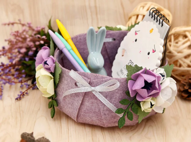 Handmade DIY Storage Basket Felt Cloth Flower Box For Special Gifts Home Desk Decoration Material Package | Дом и сад