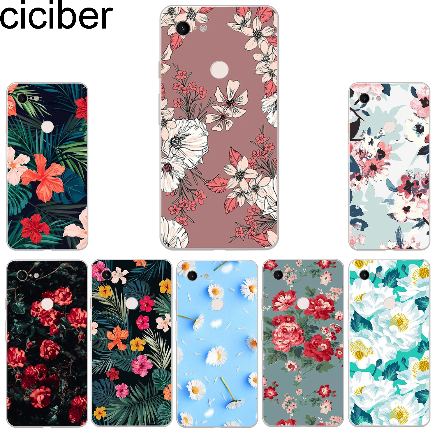 ciciber New Fashion Phone Cases For Google Pixel 3 2 XL Case Soft TPU Back Cover for 3XL 2XL Flower Funda Capa Coque |