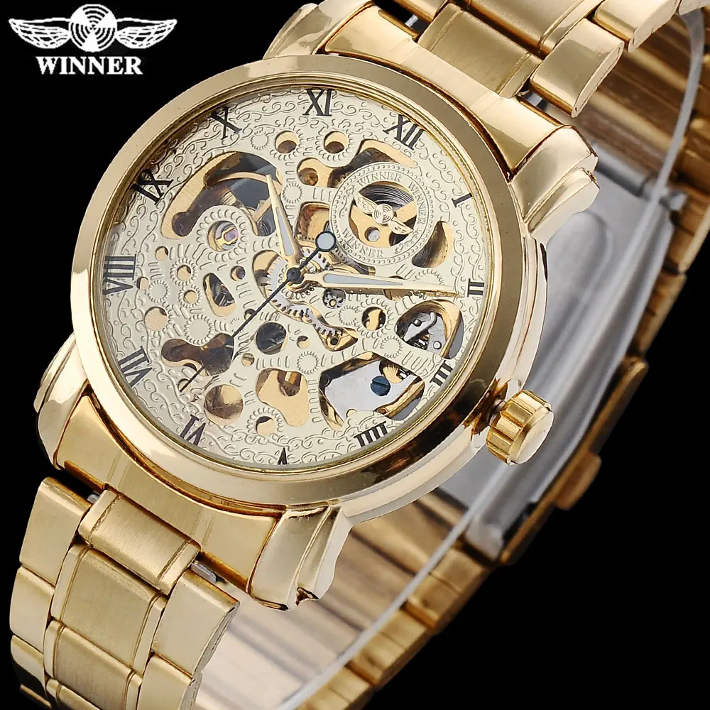 WINNER Роскошные Мужские механические часы модные популярные Брендовые мужские