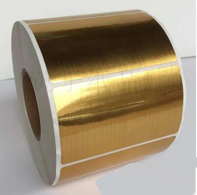 

Plain blank brushed gold PET stickers in roll for self-printing