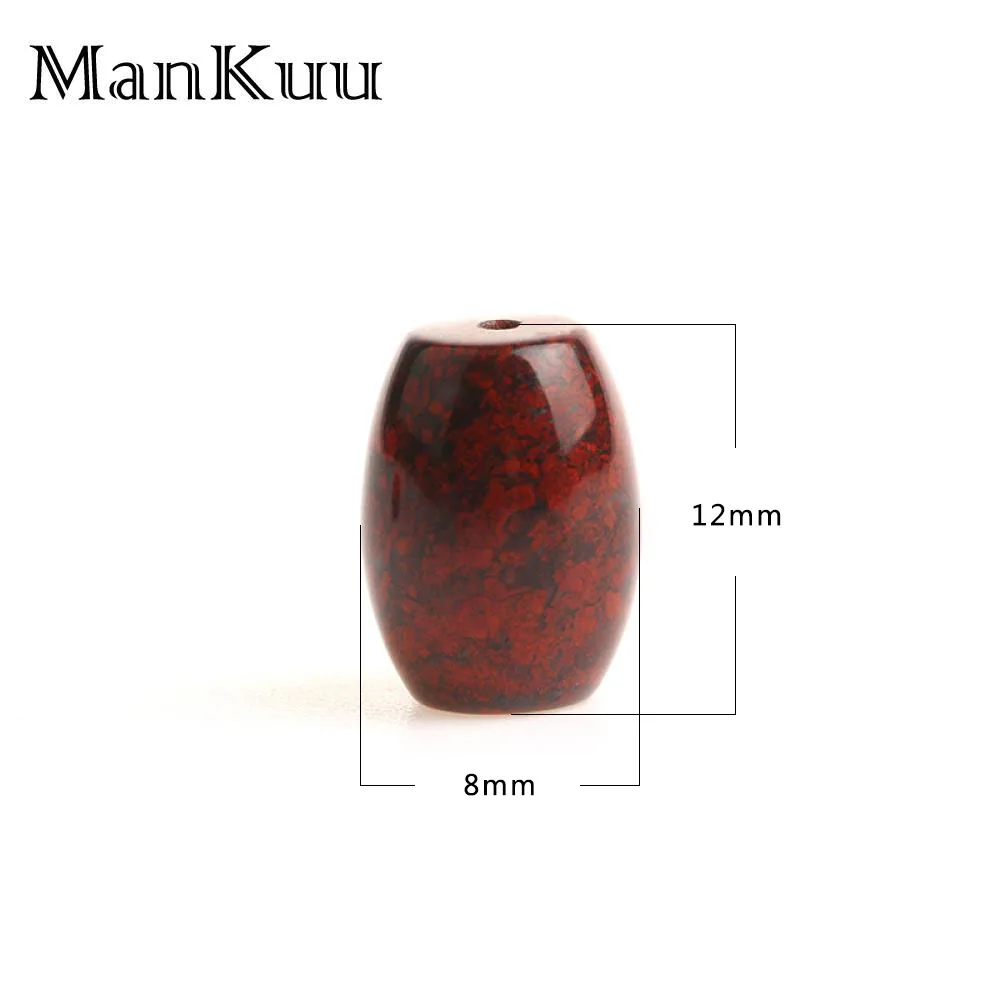 ManKuu 8*12mm Oval/Barrel Red Pine Stone Beads Black&ampRed Natural For Jewelry Making 20pcs/Lot Wholesale Bead | Украшения и