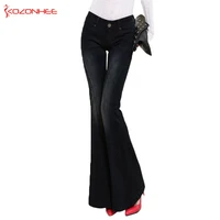 kozonhee stretch elastic black flare jeans women long stretching bell bottoms jeans for girls trousers women jeans large size