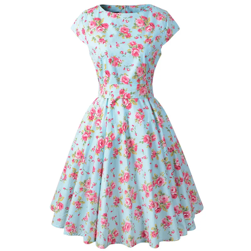 LARCI женские элегантные Винтаж принт Belted Tunic Pinup Лоскутная работа офис