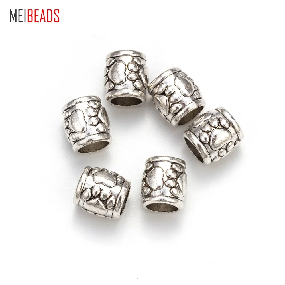 Бусины MEIBEADS 20 шт./лот 10*9 мм из бисера старинного серебристого цвета в виде