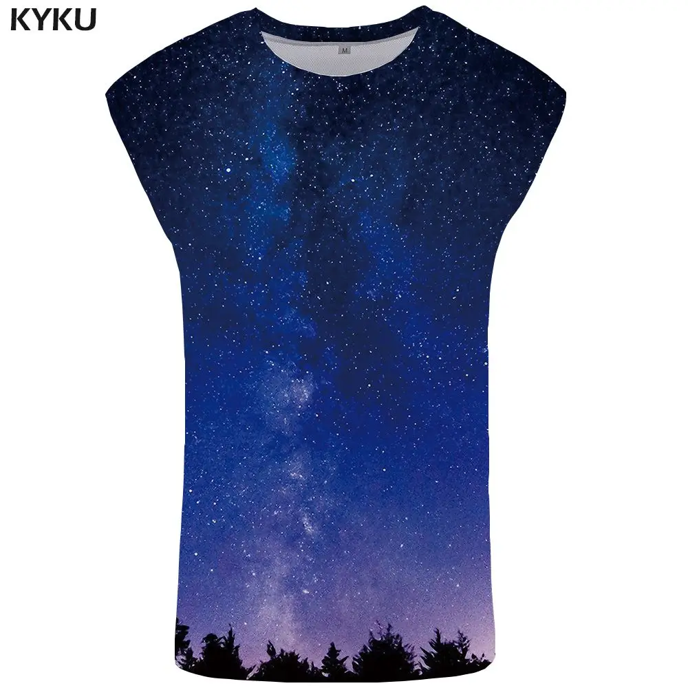 KYKU Galaxy майка Для мужчин Красочные Стрингер небесно-майка дерево жилет Синглетный Для мужчин s Бодибилдинг Рубашка без рукавов топы Забавный - Цвет: Tank Top 15