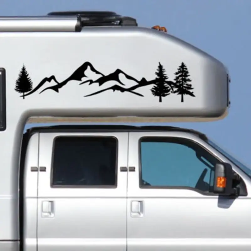 For SUV RV Camper Offroad 1pc 100cm Black/White Tree Mountain Car Decor PET Reflective Forest Sticker Decal | Автомобили и