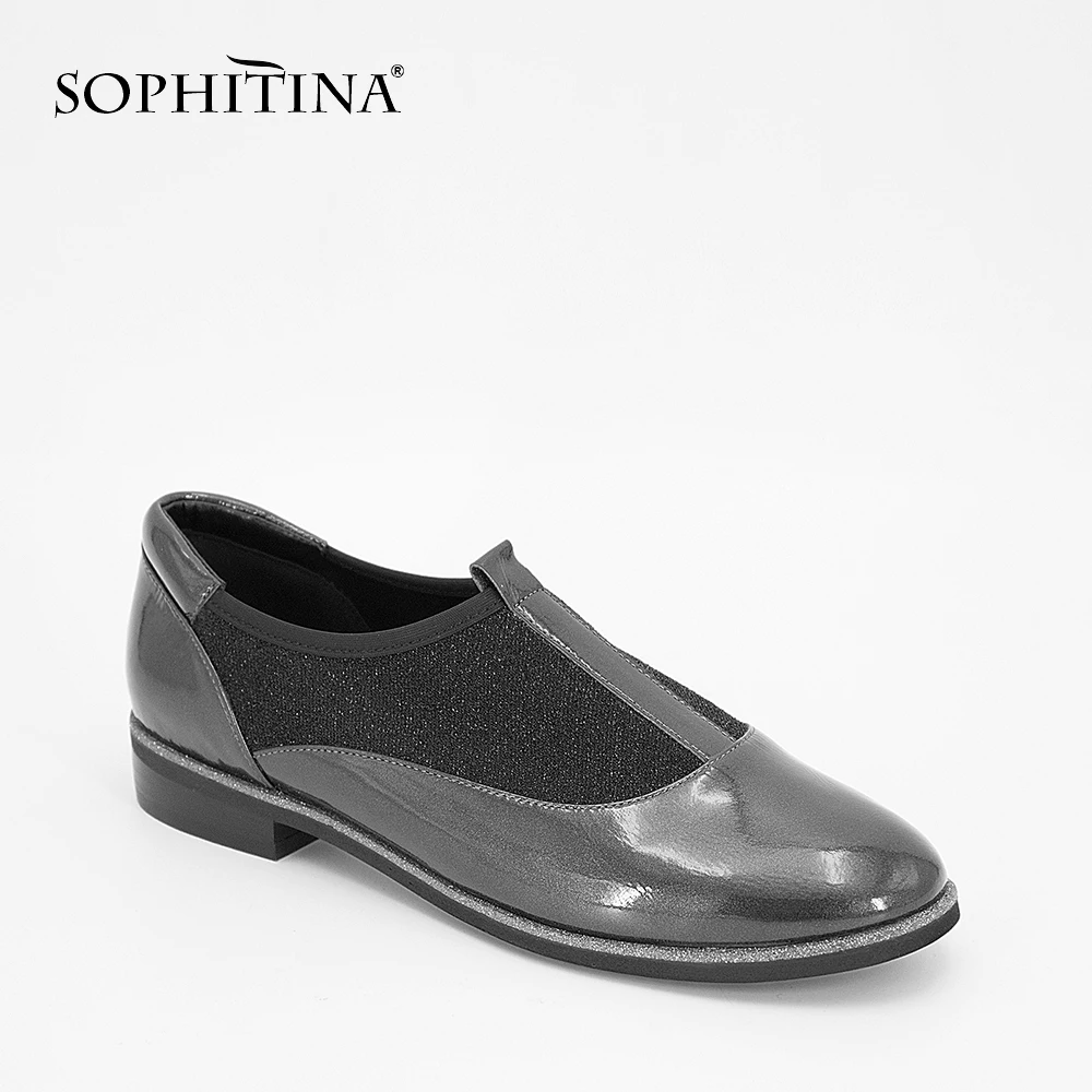 

SOPHITINA 2019 Осень Повседневная модная обувь на плоской подошве круглый носок обувь высокого качества на плоской подошве, ручная работа, Лакиро...