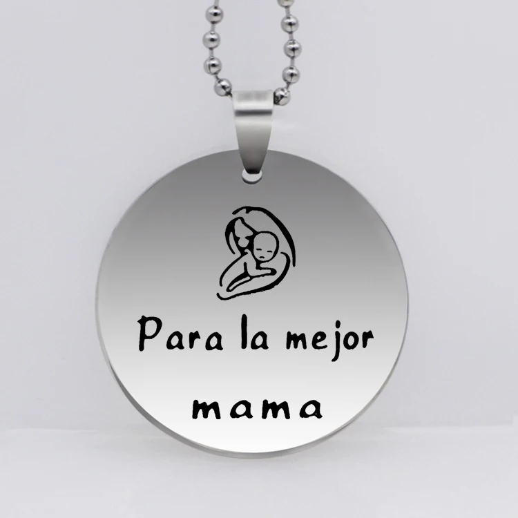&quotPara la mejor mama&quot ожерелье прекрасный ребенок из нержавеющей стали диск женские