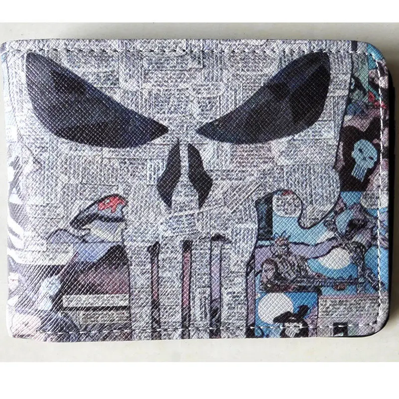 2018 Новый Marvel Comics Каратель Скелет Логотип кошельки кошелек серый 12 см кожа W021 |