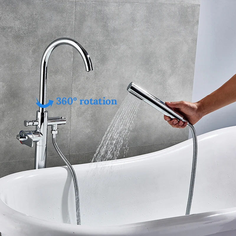 Contemporary Chrome Bathroom Tub Mixer Tap Two Model Switch Thermostatic Faucet Floor Mount With Handle Shower | Обустройство дома