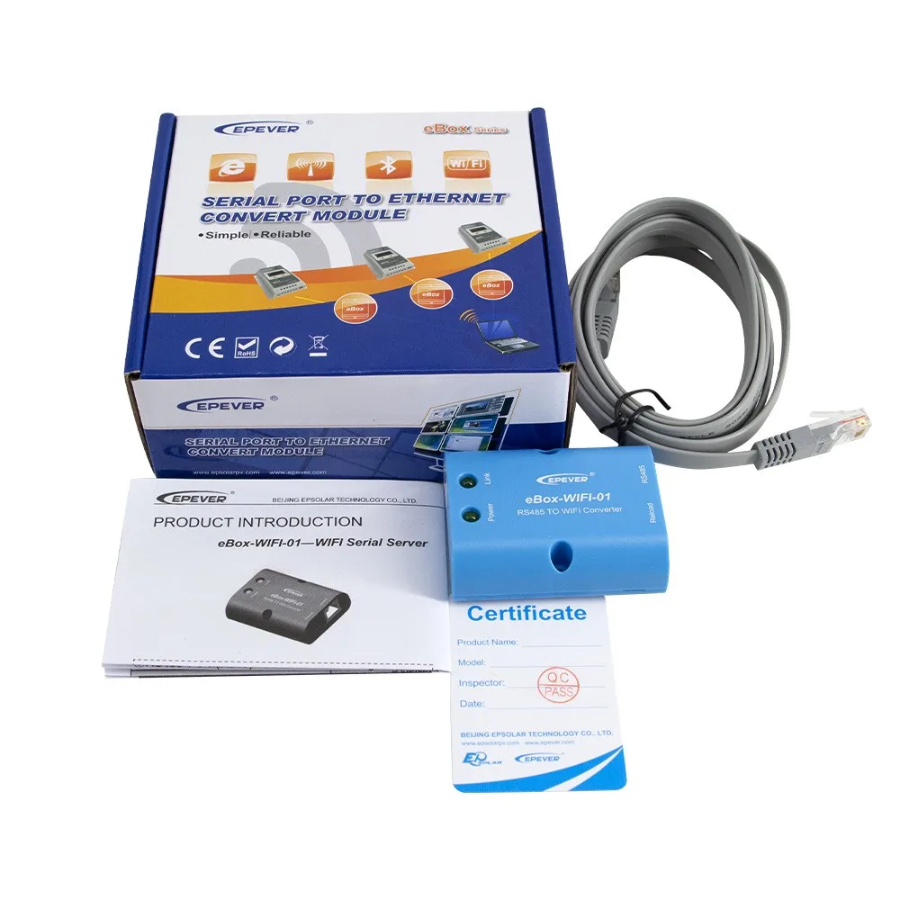 Solar WiFi Serial Server EPEVER eBox-WIFI-01 5V DC Line Length 2 Meters Communication Distance Up to 50 |