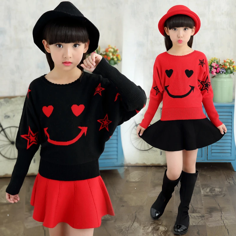 Детский свитер 2019 Зимний новый для девочек хлопковая одежда с круглым вырезом и