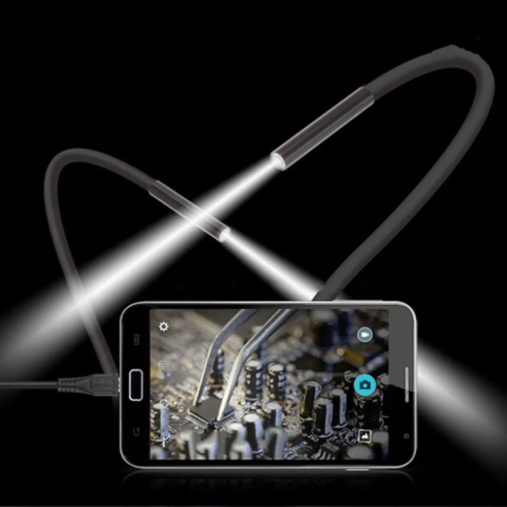 Эндоскоп с объективом 5 мм USB Type C бороскопы водонепроницаемая светодиодная