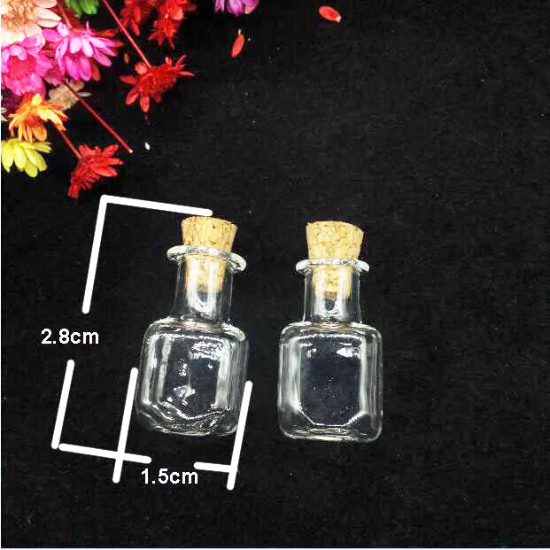10pcs/lot cube Mini Empty Wishing Bottle vial Pendants Perfume essential oil Cork Plug Glass Hand-Blown jewelry Necklace | Украшения и