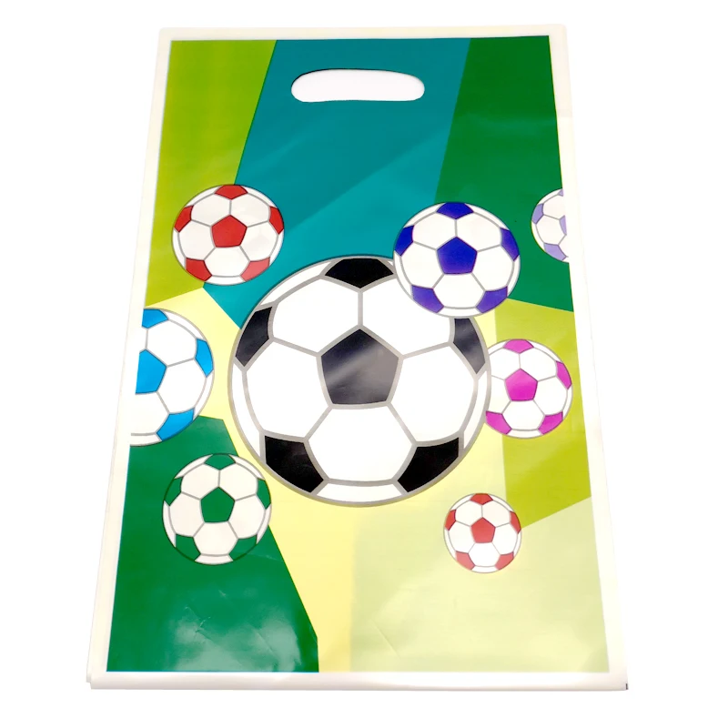 

10PCS Kid Boys Favors Soccer Ball Design Gifts Bags Happy Birthday Party Decoration Baby Shower Football Theme Plastic Loot Bags