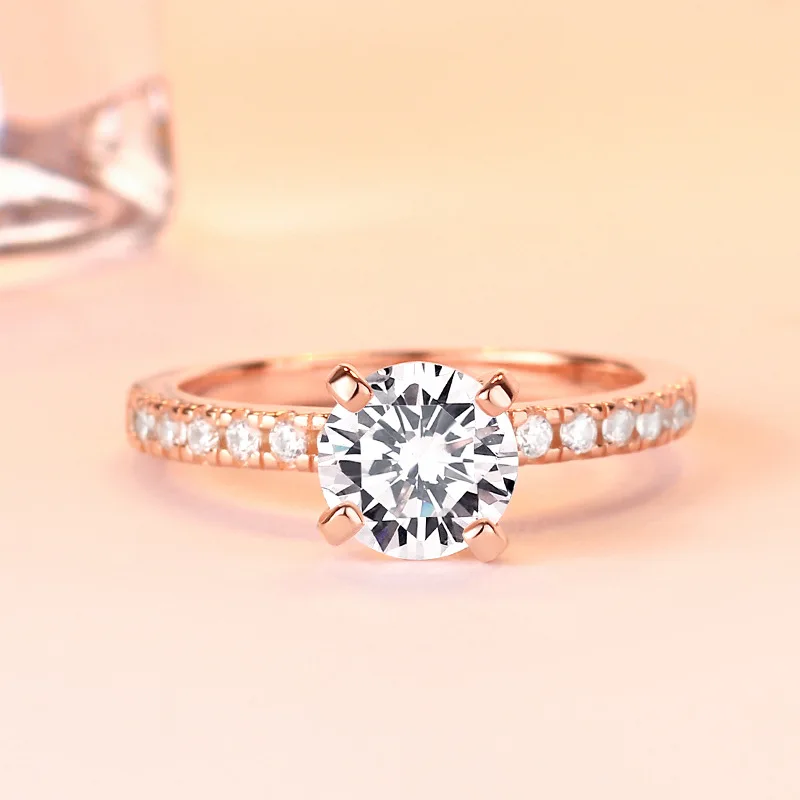 Женское кольцо из стерлингового серебра 18 К с покрытием розового золота