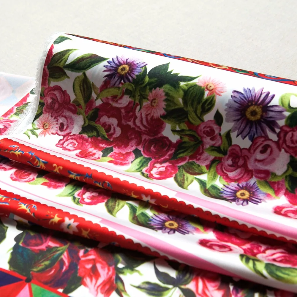 Модная атласная шифоновая ткань Couture из искусственного шелка цифровые цветные